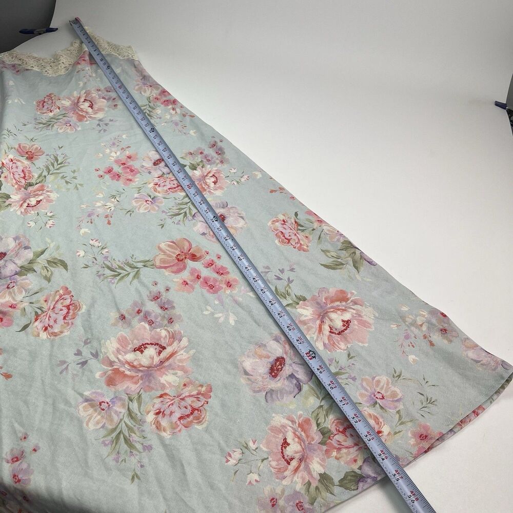 Caroline Constas Linen Blend Floral Maxi Slip Dress Size M Lace Trim Bias Resort - Picture 9 of 13